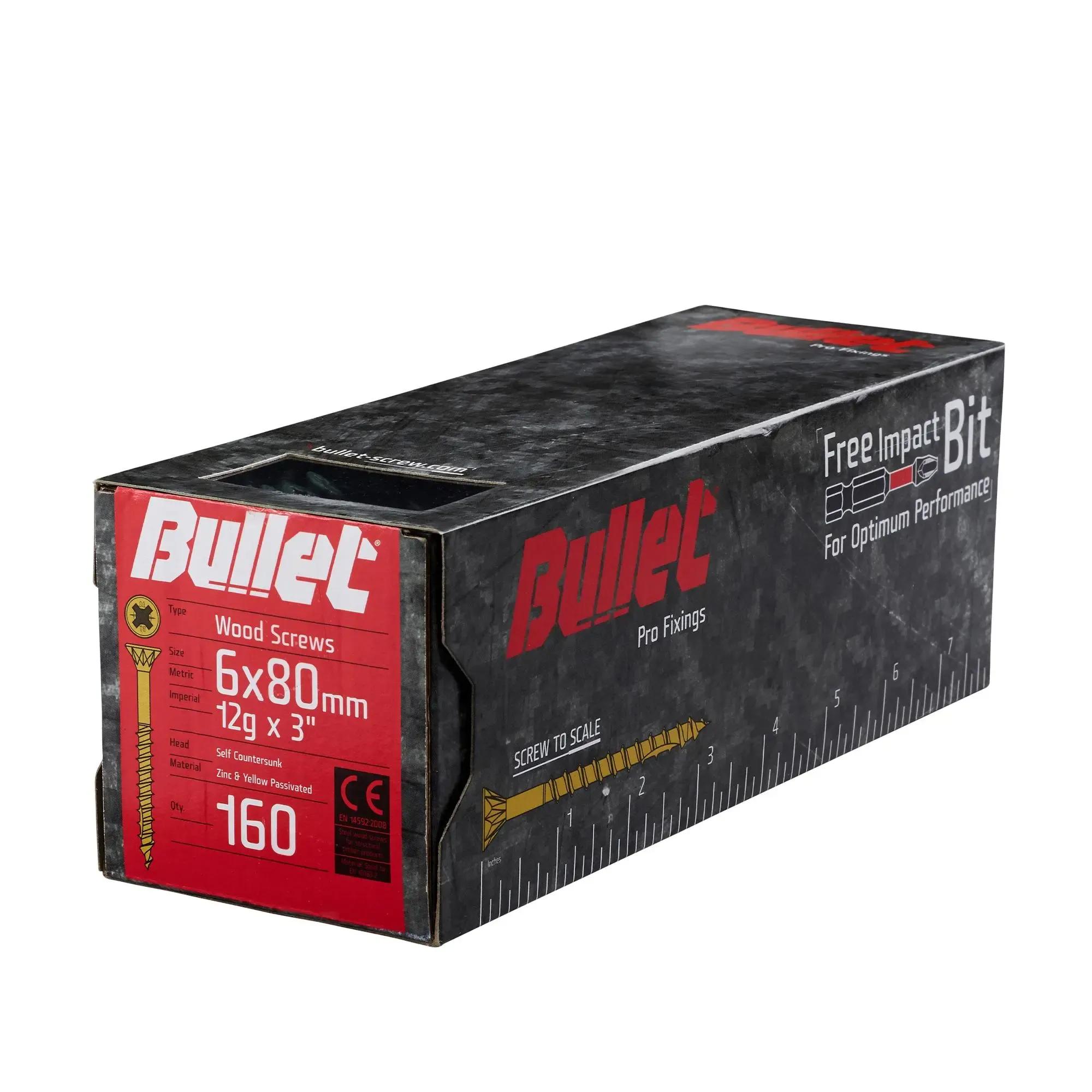 6.0 x 80mm Wood Screw - Gold (Qty.160)