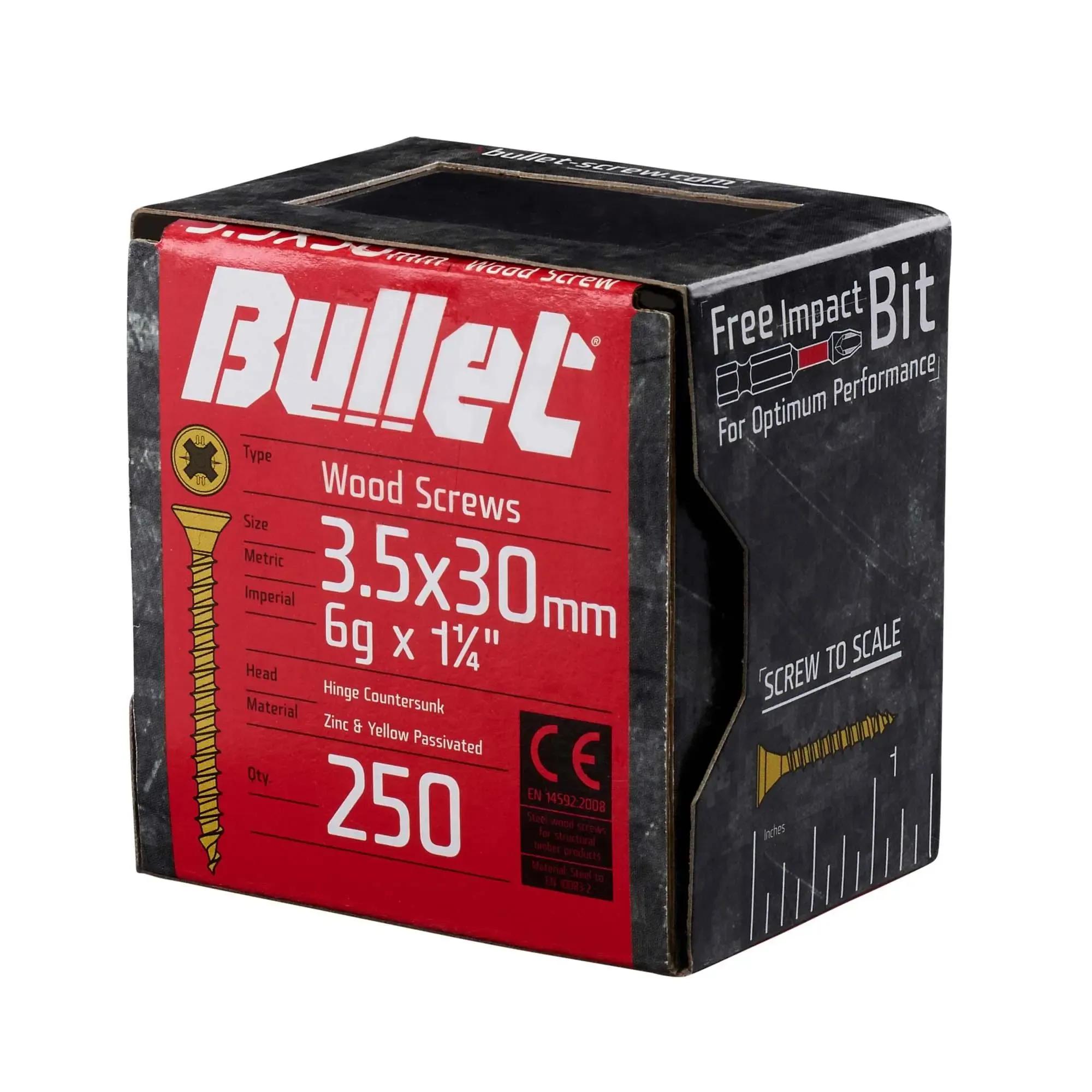 3.5 x 30mm Gold Wood Screw (Qty.250)