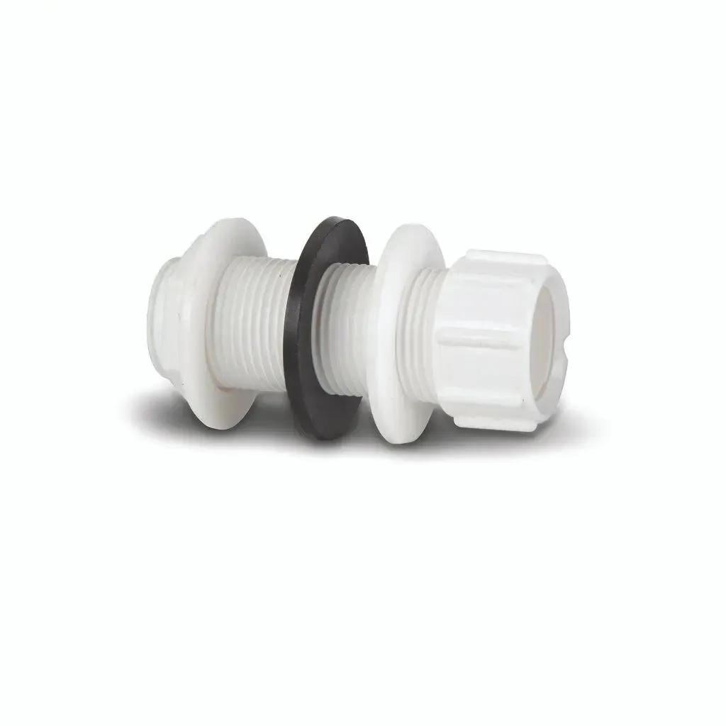 Overflow 21.5mm Pushfit Straight Tank Connector White