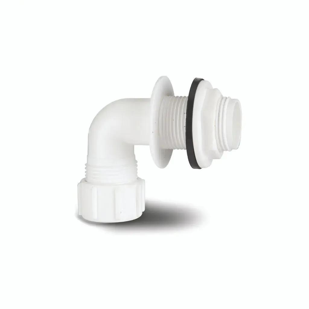 Overflow 21.5mm Pushfit Bent Tank Connector White