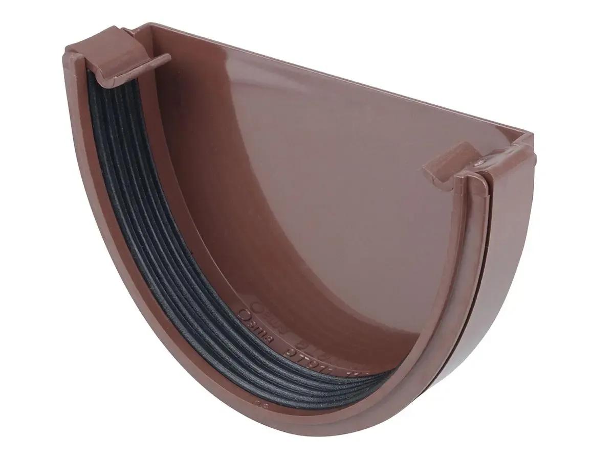 Deep Round Gutter, External Stopend, 113mm, Brown