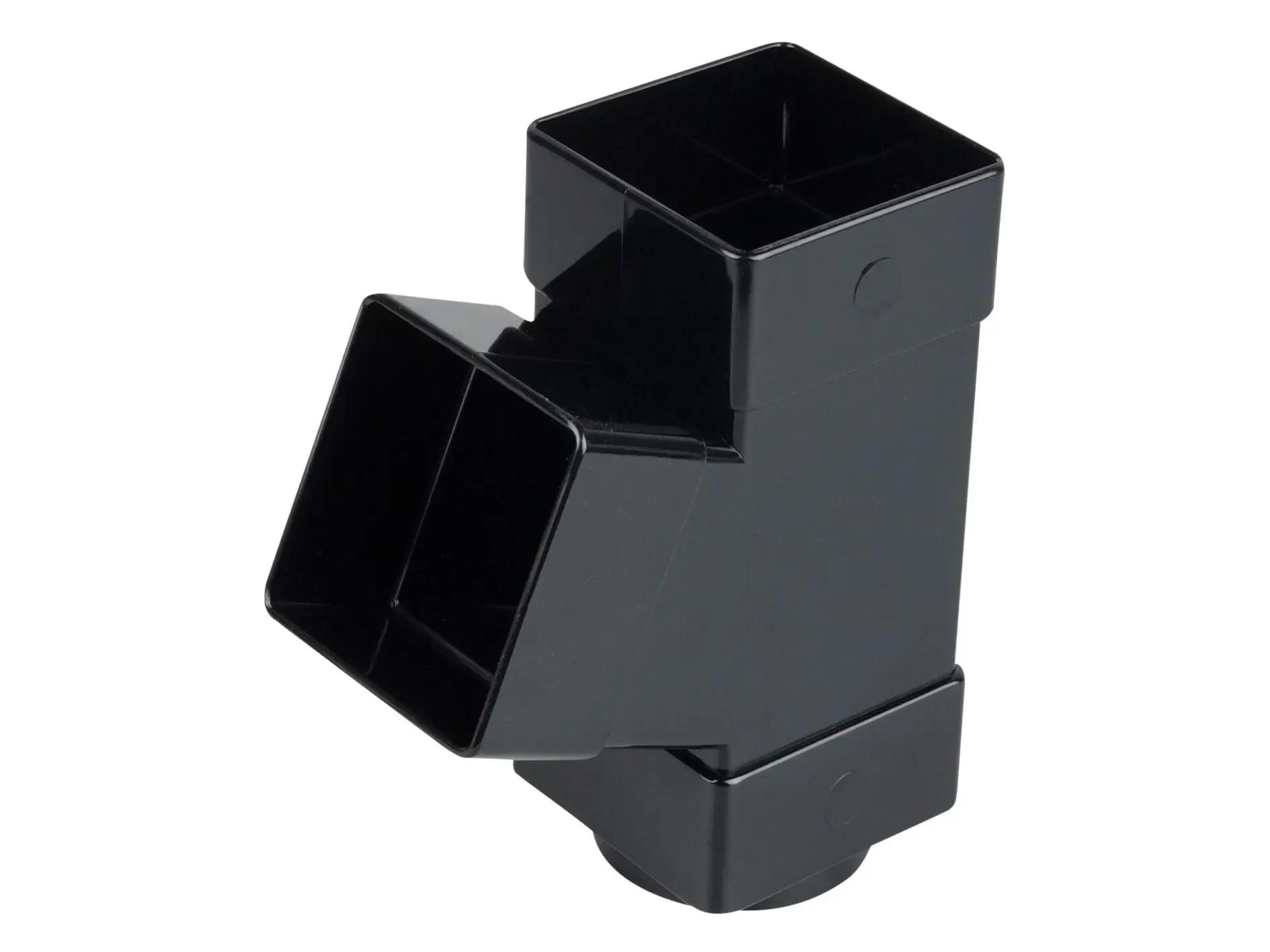 Square Pipe 67.5° Branch, 61mm, Black