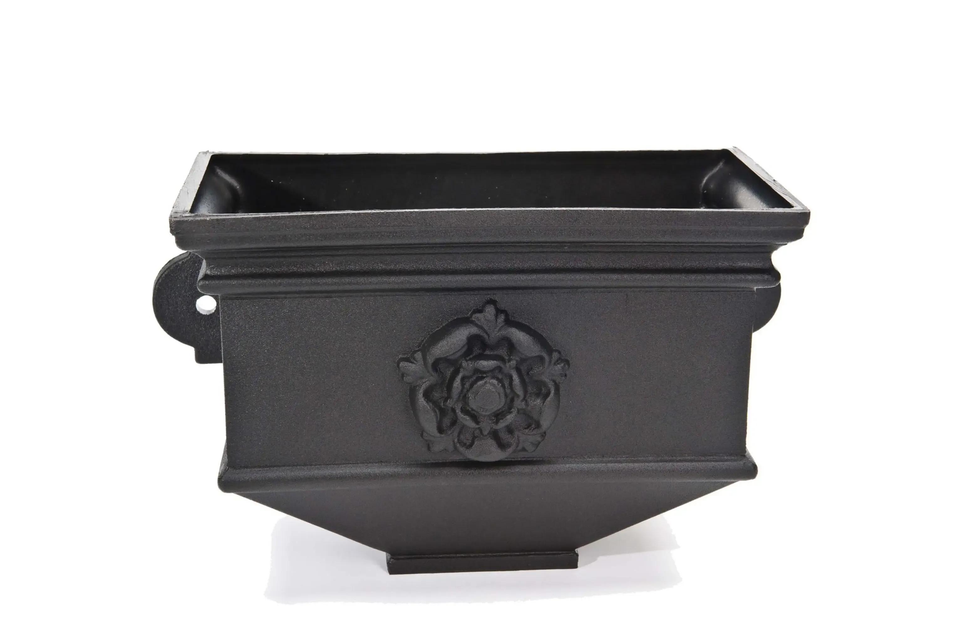 Short Box Planter with Tudor Rose
