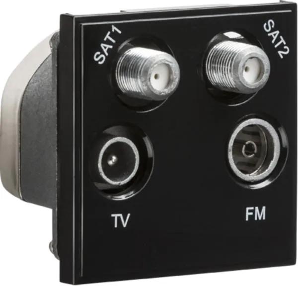 Quadplexed SAT1/SAT2/TV/FM DAB Outlet Module 50 x 50mm – Black