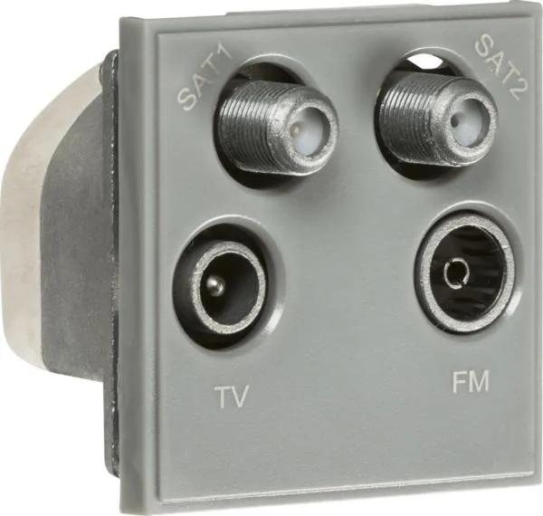Quadplexed SAT1/SAT2/TV/FM DAB Outlet Module 50 x 50mm – Grey
