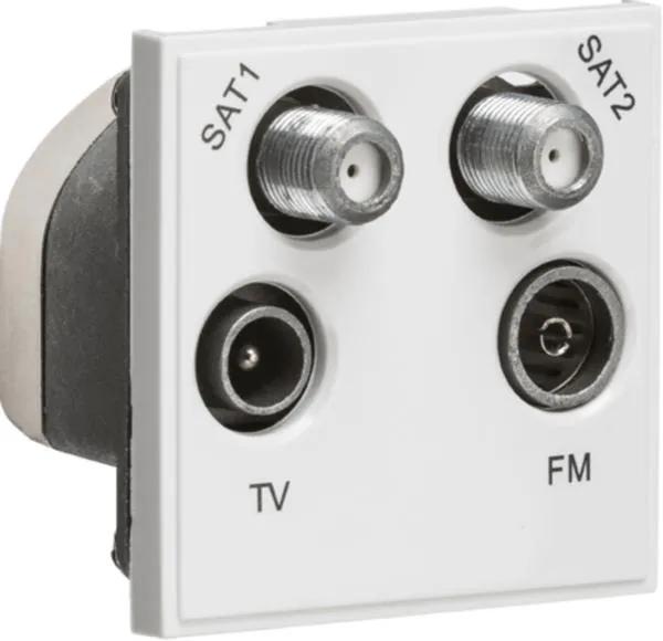 Quadplexed SAT1/SAT2/TV/FM DAB Outlet Module 50 x 50mm – White