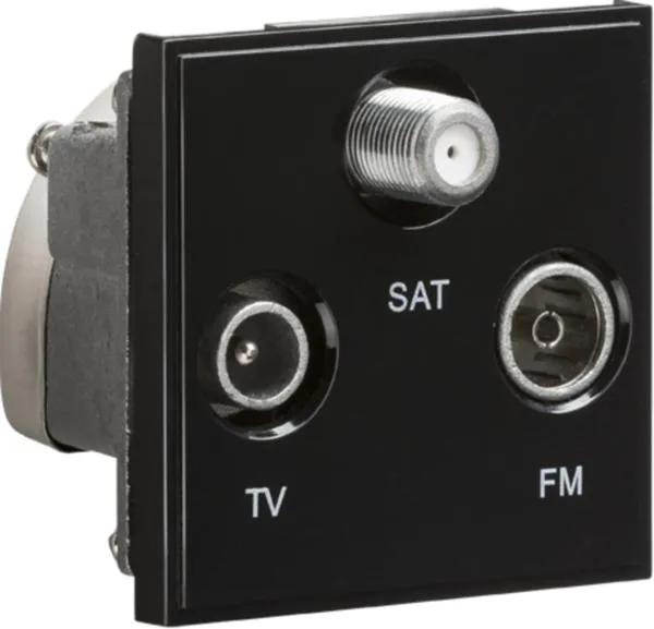 Triplexed TV /FM DAB/ SAT TV Outlet Module 50 x 50mm – Black