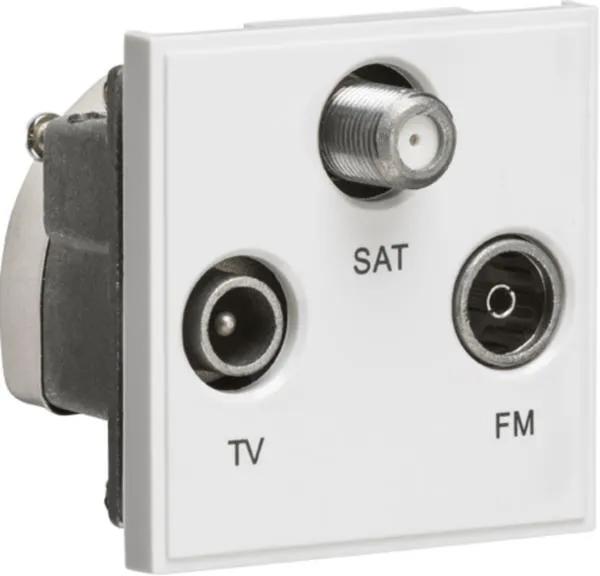 Triplexed TV /FM DAB/ SAT TV Outlet Module 50 x 50mm – White