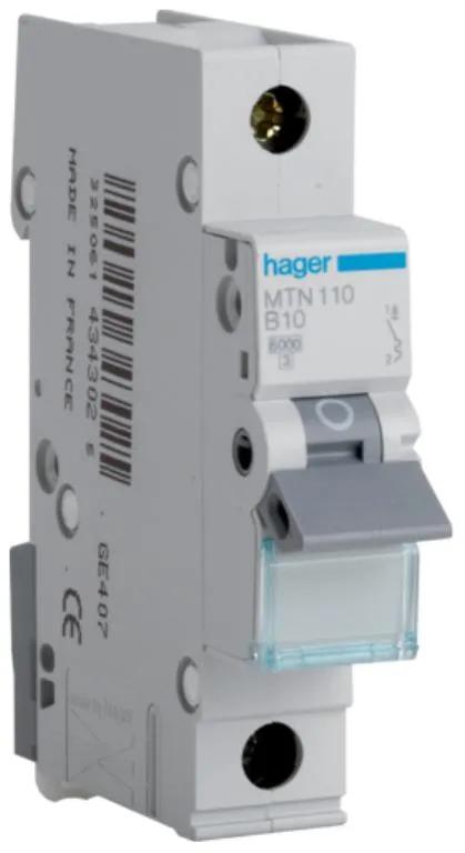 Hager MTN110 MCB SP Type B 10A 6kA