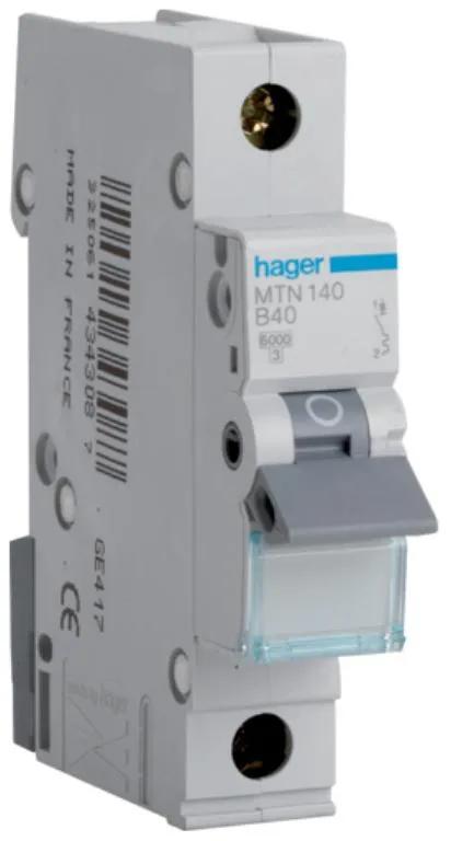 Hager MTN140 MCB SP Type B 40A 6kA