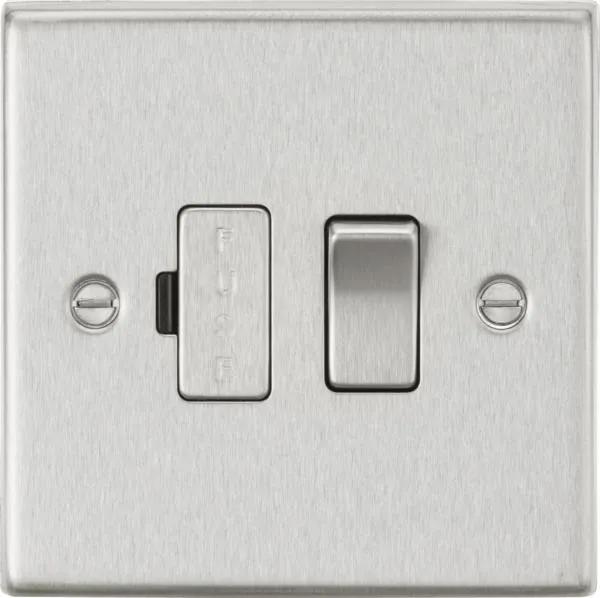 Switched Fused Spur Unit – Square Edge Brushed Chrome