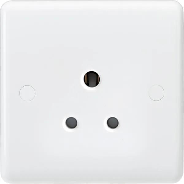 Curved Edge 5A Unswitched Round Pin Socket (White)