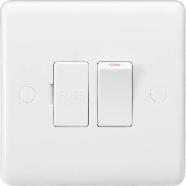 Curved Edge 13A Switched Fused Spur Unit with Flex Outlet from Base (White)