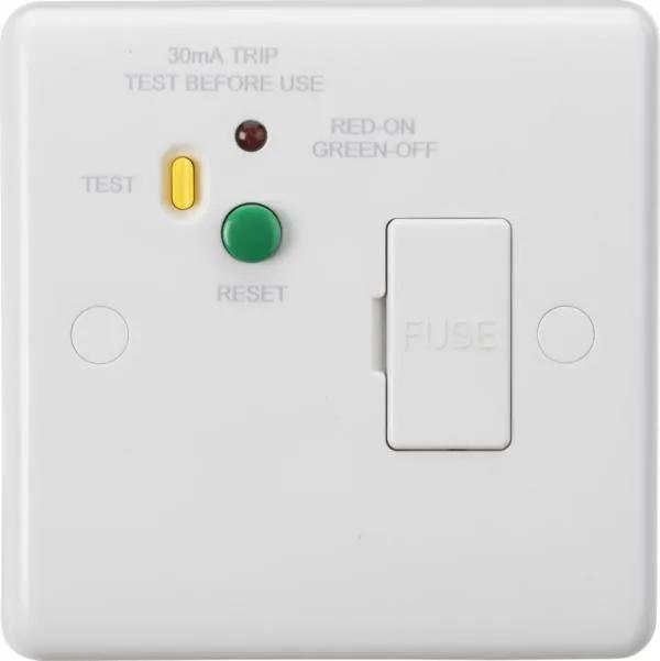 13A RCD Protected Fused Spur Unit – 30mA (Type A) (White)