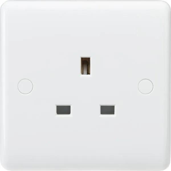 Curved Edge 13A 1G Unswitched Socket (White)