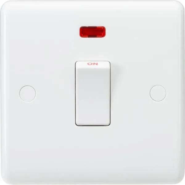 Curved Edge 20A DP Switch with Neon (White)