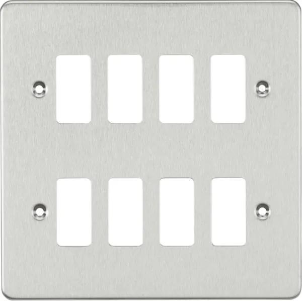 Flat plate 8G grid faceplate – brushed chrome (Brushed Chrome)