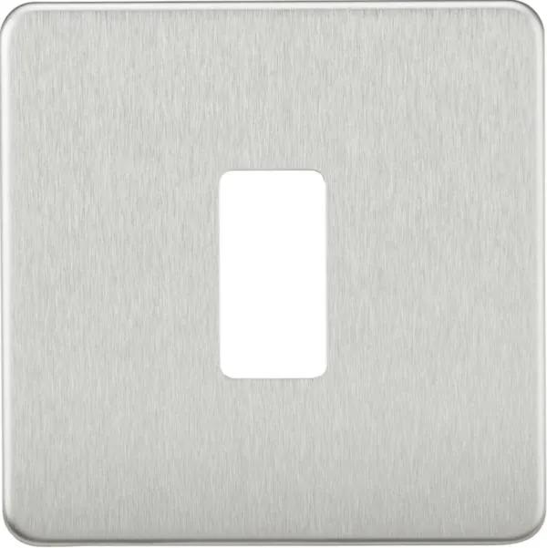 Screwless 1G grid faceplate – brushed chrome (Brushed Chrome)