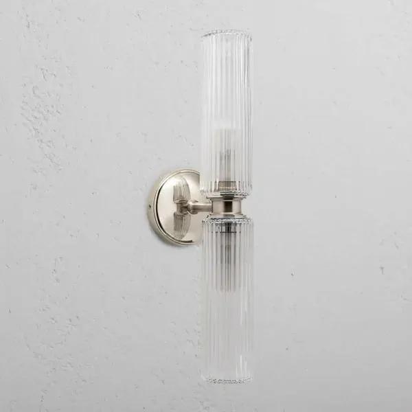 Corston Claremont Medium Wall Light Fluted Glass (Polished Nickel)