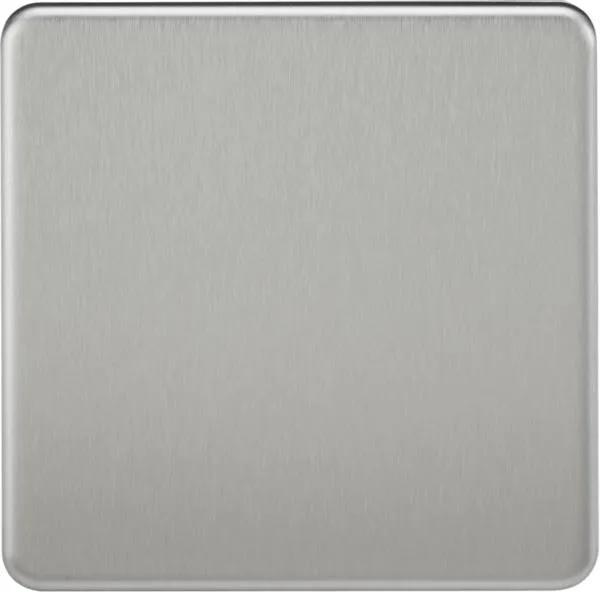 Screwless 1G Blanking Plate – Brushed Chrome
