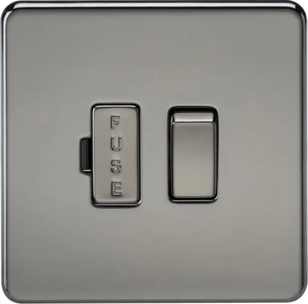 Screwless 13A Switched Fused Spur Unit – Black Nickel (Nickel Black)