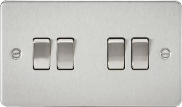 Flat plate 10AX 4G 2-way switch – brushed chrome (Brushed Chrome)