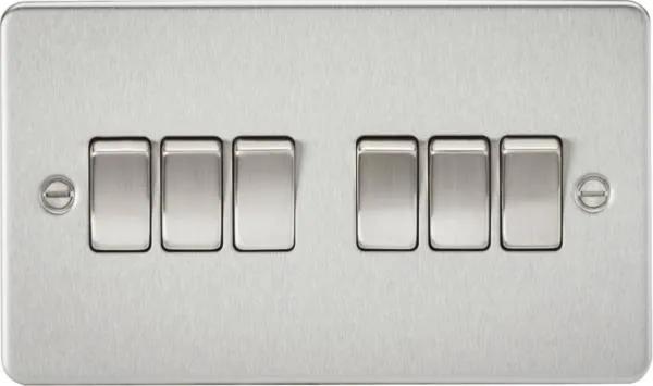 Flat Plate 10AX 6G 2-way switch – brushed chrome (Brushed Chrome)