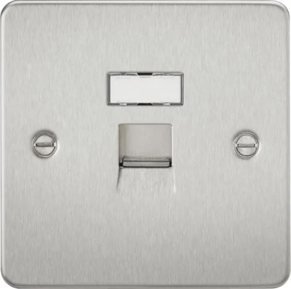 Flat Plate RJ45 network outlet – brushed chrome (Brushed Chrome)