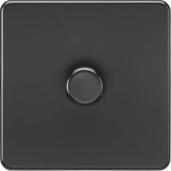 Screwless 1G 2-way 10-200W (5-150W LED) trailing edge dimmer – Matt Black (Black)