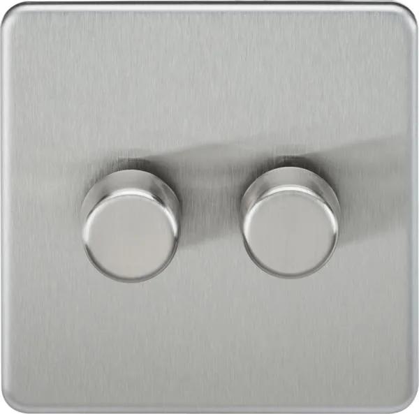 Screwless 2G 2-way 10-200W (5-150W LED) trailing edge dimmer – Brushed Chrome (Brushed Chrome)