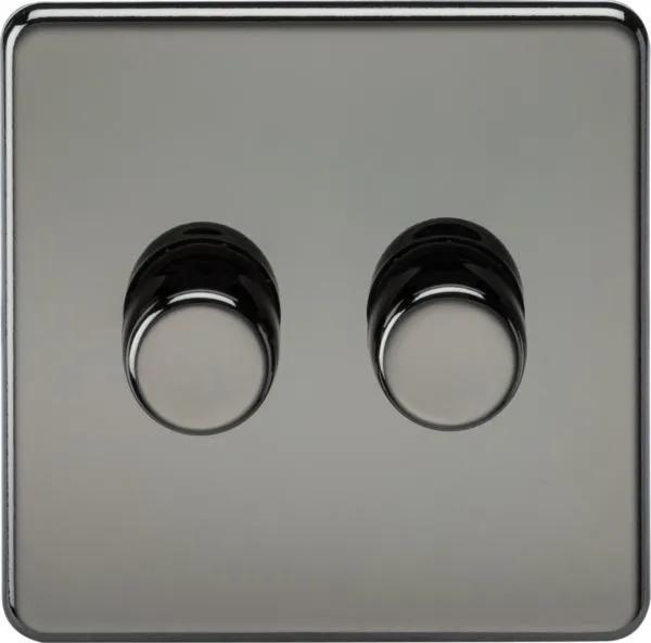 Screwless 2G 2-way 10-200W (5-150W LED) trailing edge dimmer – Black Nickel (Nickel Black)