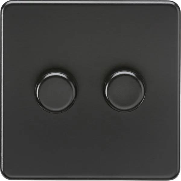 Screwless 2G 2-way 10-200W (5-150W LED) trailing edge dimmer – Matt Black (Black)