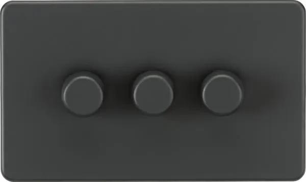 Screwless 3G 2-way 10-200W (5-150W LED) trailing edge dimmer – Anthracite