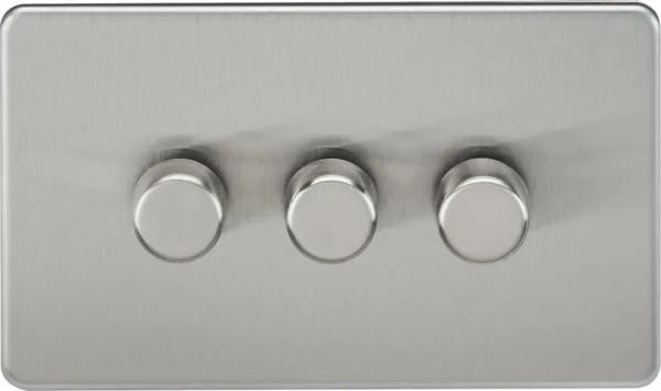 Screwless 3G 2-way 10-200W (5-150W LED) trailing edge dimmer – Brushed Chrome (Brushed Chrome)