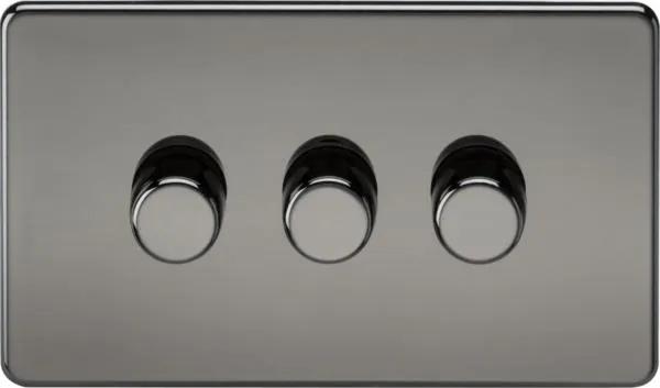 Screwless 3G 2-way 10-200W (5-150W LED) trailing edge dimmer – Black Nickel (Nickel Black)