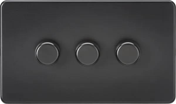 Screwless 3G 2-way 10-200W (5-150W LED) trailing edge dimmer – Matt Black (Black)