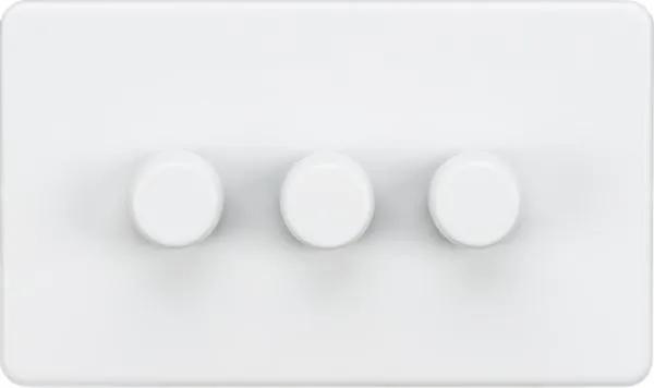 Screwless 3G 2-way 10-200W (5-150W LED) trailing edge dimmer – Matt White (White)