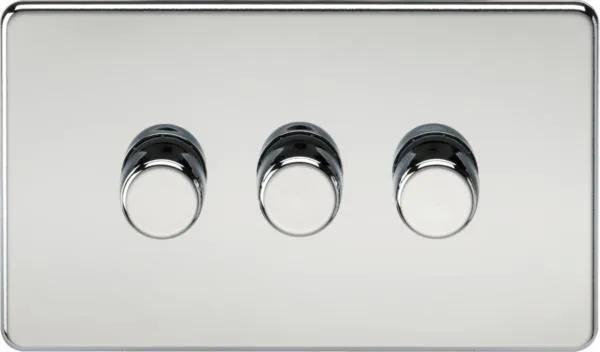 Screwless 3G 2-way 10-200W (5-150W LED) trailing edge dimmer – Polished Chrome (Polished Chrome)