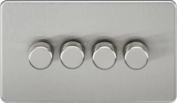 Screwless 4G 2-way 10-200W (5-150W LED) trailing edge dimmer – Brushed Chrome (Brushed Chrome)