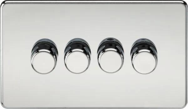 Screwless 4G 2-way 10-200W (5-150W LED) trailing edge dimmer – Polished Chrome (Polished Chrome)