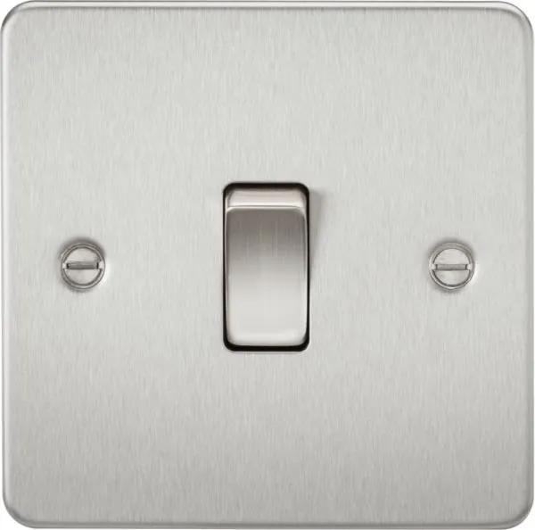 Flat Plate 10AX 1G Intermediate Switch – Brushed Chrome