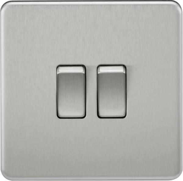 Screwless 10AX 2G 2-Way Switch – Brushed Chrome