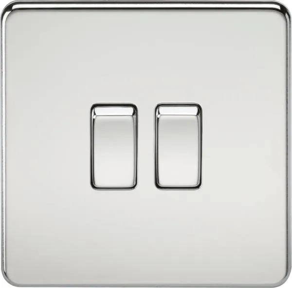 Screwless 10AX 2G 2-Way Switch – Polished Chrome