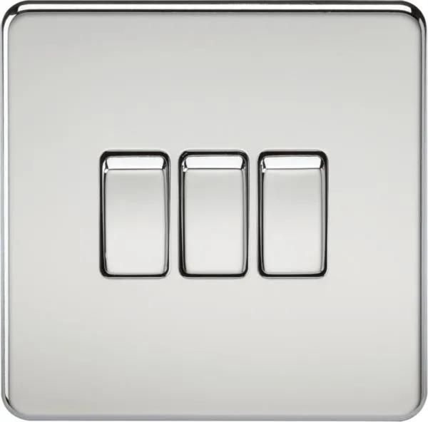 Screwless 10AX 3G 2-Way Switch – Polished Chrome