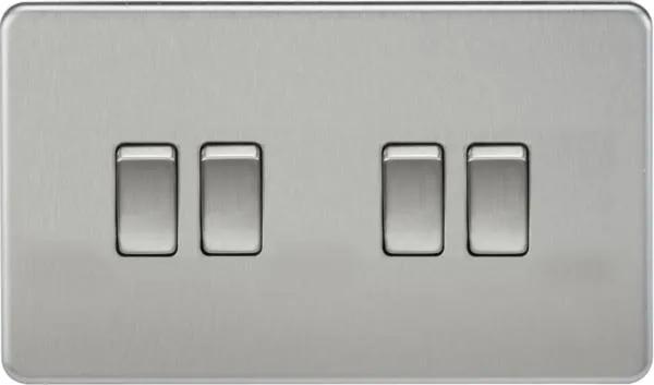 Screwless 10AX 4G 2-Way Switch – Brushed Chrome