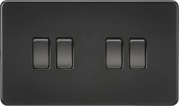 Screwless 10AX 4G 2-Way Switch – Matt Black