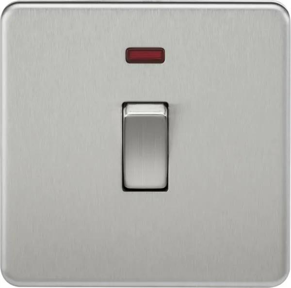 Screwless 20A 1G DP Switch with Neon – Brushed Chrome