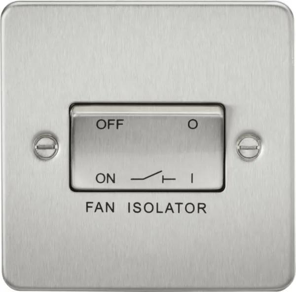 Flat Plate 10AX 3 Pole Fan Isolator Switch – Brushed Chrome