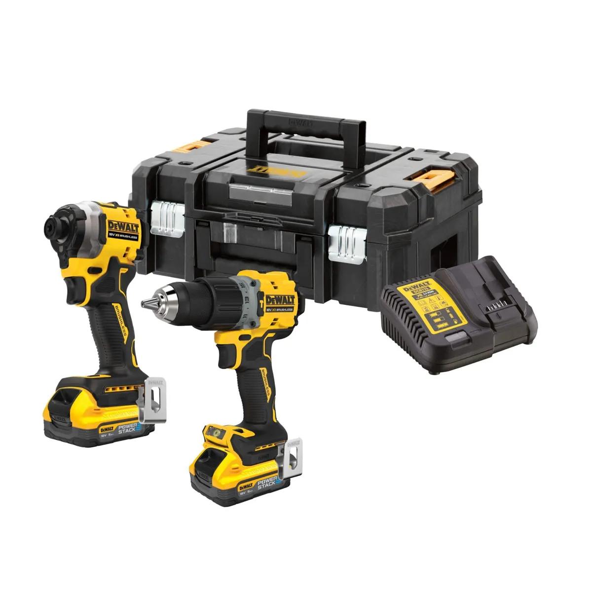 DeWALT DCK2050H2T-GB 18V XR Brushless Compact Twin Kit With 2x 5Ah Powerstack Batteries