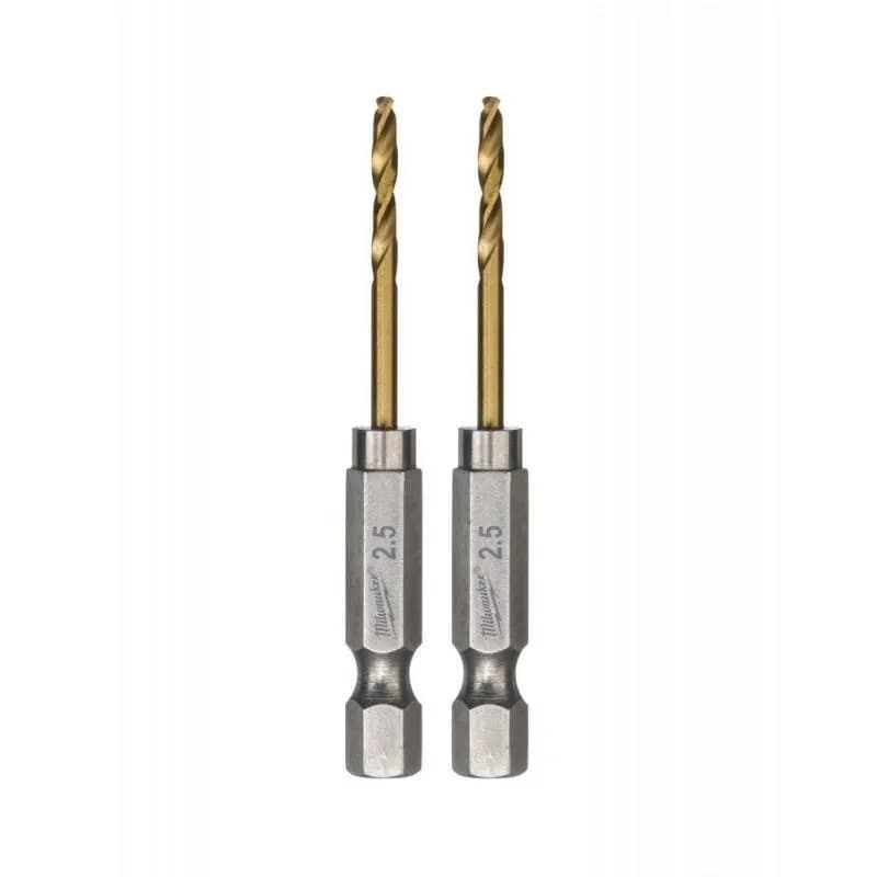 Milwaukee 48894763 Red Hex Shockwave 3mm HSS-TIN Metal Drill Bits 2 Pieces